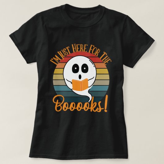Ik ben hier voor de boeken Ghost Books Halloween T-shirt (Design voorkant)