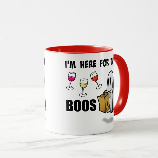Ik ben hier voor de Boos Funny Halloween Ghost Mok (Voorkant rechts)