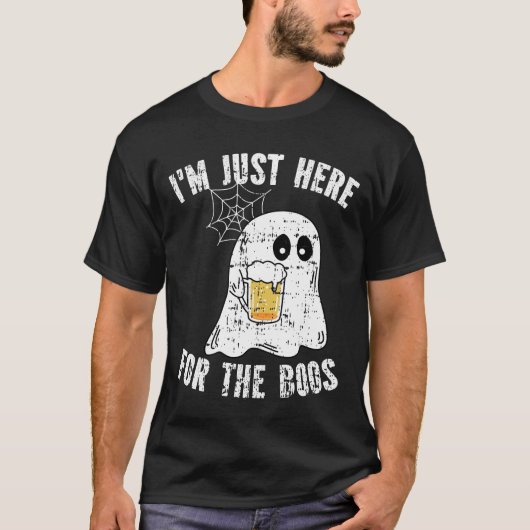 Ik ben hier voor de Boos Funny Halloween Ghost T-shirt (Voorkant)