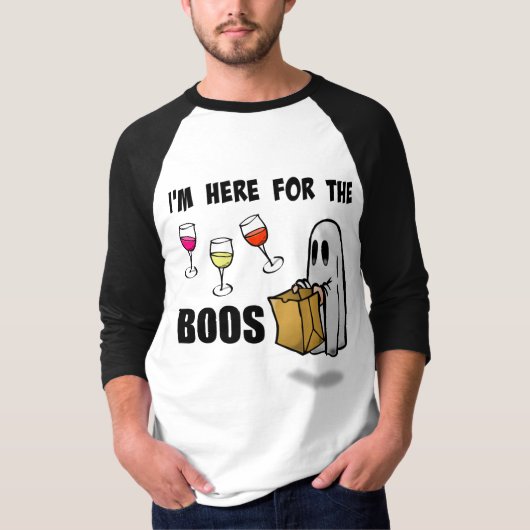 Ik ben hier voor de Boos Funny Halloween Ghost T-shirt (Voorkant)