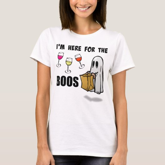 Ik ben hier voor de Boos Funny Halloween Ghost T-shirt (Voorkant)