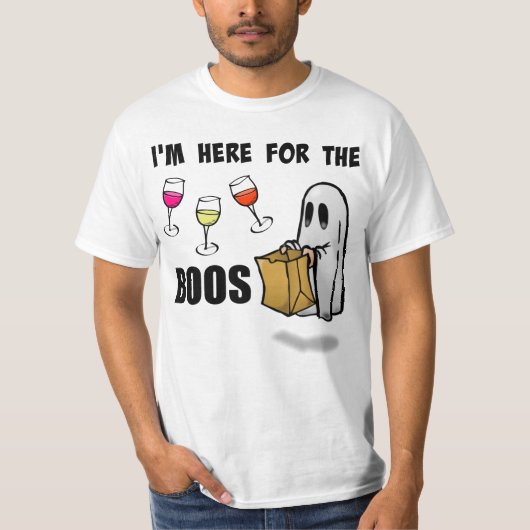 Ik ben hier voor de Boos Funny Halloween Ghost T-shirt (Voorkant)