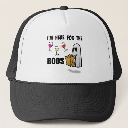 Ik ben hier voor de Boos Funny Halloween Ghost Trucker Pet (Voorkant)