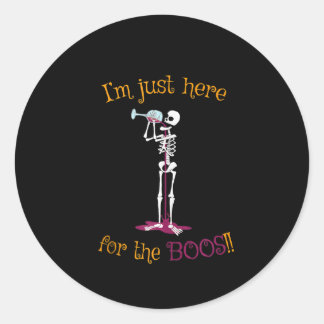 Ik ben hier voor de BOO's Funny Skeleton Drink Ronde Sticker