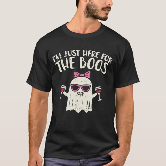 Ik ben hier voor de Boos Ghost Wine Halloween T-shirt (Voorkant)