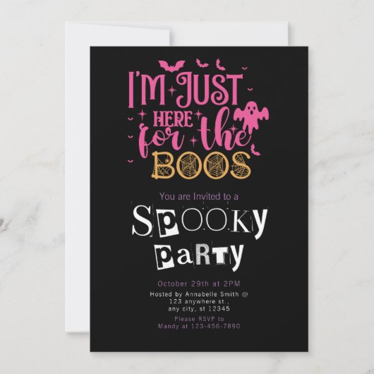 Ik ben hier voor de Boos Halloween party Kaart (Voorkant)