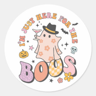 Ik ben hier voor de Boos, Retro Groovy Halloween Ronde Sticker