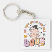 Ik ben hier voor de Boos, Retro Groovy Halloween Sleutelhanger (voorkant)