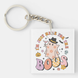 Ik ben hier voor de Boos, Retro Groovy Halloween Sleutelhanger