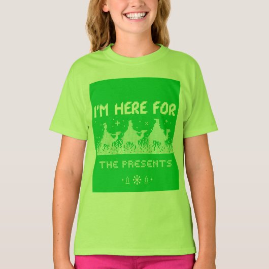 Ik ben hier voor de cadeaus t-shirt (Voorkant)