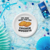 Ik ben hier voor de kipnuggets papieren bordje (Feest)