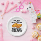 Ik ben hier voor de kipnuggets papieren bordje (Feest)