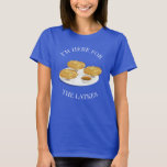 Ik ben hier voor de Latkes Cartoon Characters T-shirt<br><div class="desc">Een t-shirt waarmee je kunt toegeven dat je er bent voor de latkes. De rest van je Hanukkah-viering natuurlijk. Maar... ook de sluitingen.</div>