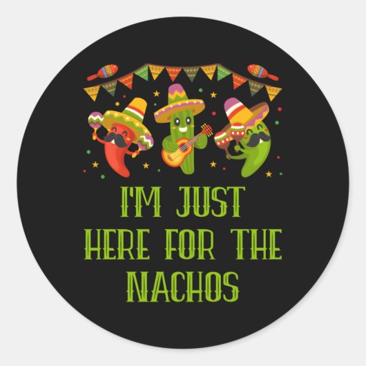 Ik ben hier voor de Nachos Mexicaanse eten M Ronde Sticker (Voorkant)
