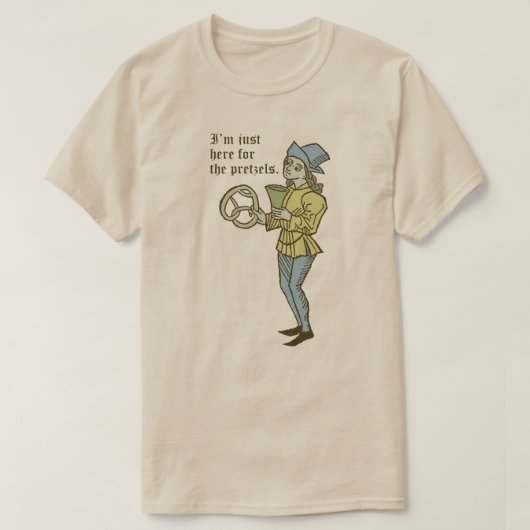 "Ik ben hier voor de Pretzels" T-shirt (Design voorkant)