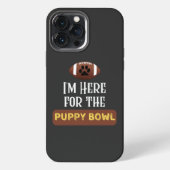 Ik ben hier voor de puppy Bowl Funny Dog. iPhone Hoesje (Achterkant)