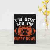 Ik ben hier voor de Puppy Bowl - Grappige Hond Uni Kaart (Gele Bloem)