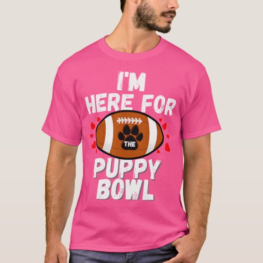 Ik ben hier voor de Puppy Bowl Sunday Funny Dog Fo T-shirt (Voorkant)