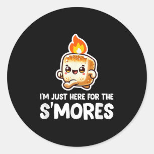 Ik ben hier voor de Smores Camping Roasting Smore Ronde Sticker