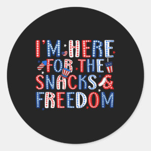 Ik ben hier voor de snacks en de vrijheid voor de ronde sticker