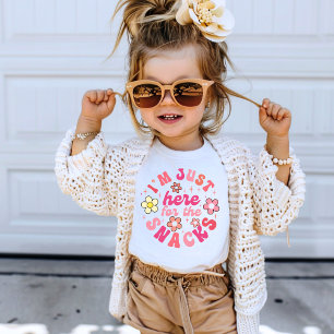 Ik ben hier voor de snacks Retro Flower Schattige T-shirt