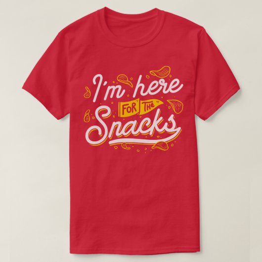 Ik ben hier voor de snacks t-shirt (Design voorkant)