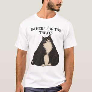 IK BEN HIER VOOR DE SNOEPJES TUXEDO KAT T-SHIRT