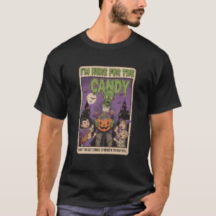 "Ik ben hier voor de snoepjes" - zombie die snoepj T-shirt