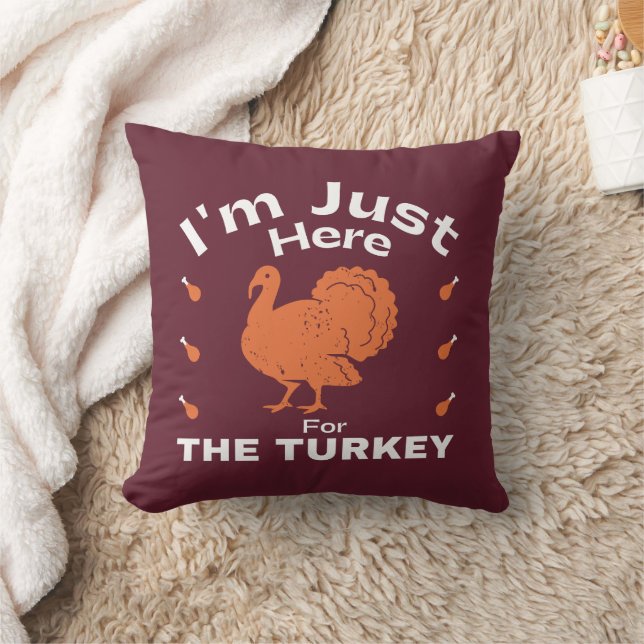 Ik ben hier voor de Thanksgiving Turkije Kussen (Deken)