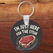 Ik ben hier voor de vleesliefhebbers van biefstuk sleutelhanger (Voorkant)