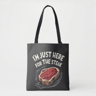 Ik ben hier voor de vleesliefhebbers van biefstuk tote bag
