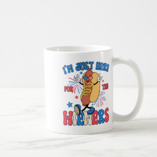 Ik ben hier voor de Wieners 4 juli hotdog Koffiemok