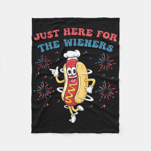 Ik ben hier voor de Wieners Funny 4th of July BB Fleece Deken (Voorkant)