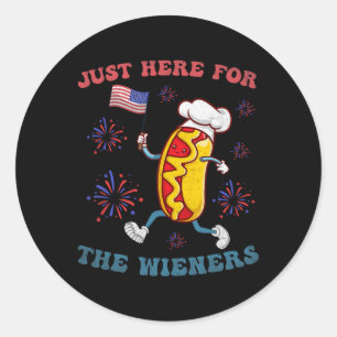 Ik ben hier voor de Wieners Funny 4th of July BB Ronde Sticker