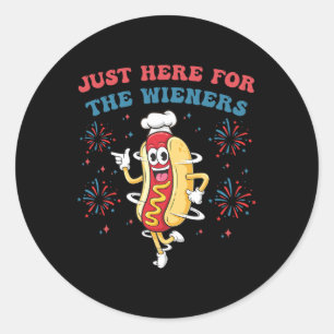 Ik ben hier voor de Wieners Funny 4th of July BB Ronde Sticker