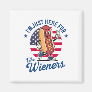 Ik ben hier voor de Wieners Patriotic Hot Dog Art Magneet