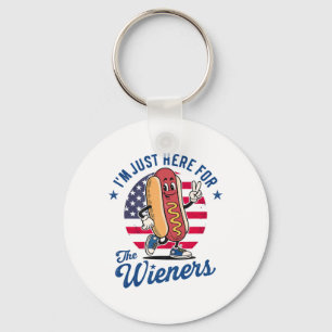 Ik ben hier voor de Wieners Patriotic Hot Dog Art Sleutelhanger