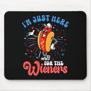 Ik ben hier voor de Wieners vuurwerk Hot Dog 4th Muismat