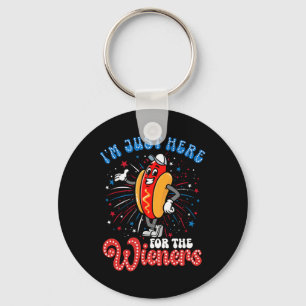 Ik ben hier voor de Wieners vuurwerk Hot Dog 4th Sleutelhanger