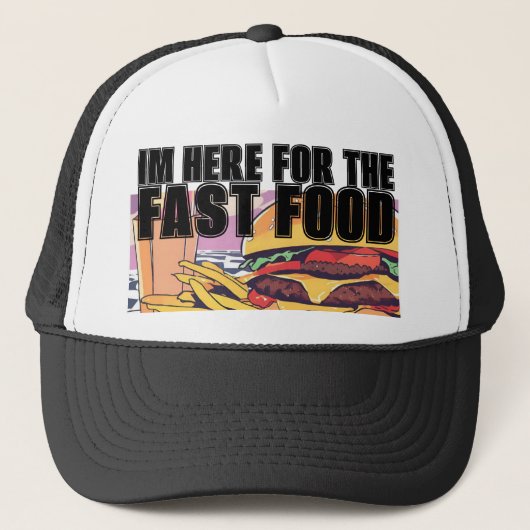 Ik ben hier voor het fastfood trucker pet (Voorkant)