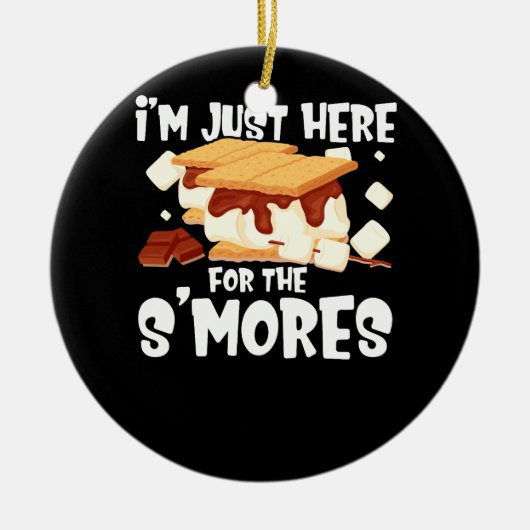 Ik ben hier voor het kamp van Smores Campfire Keramisch Ornament (Voorkant)