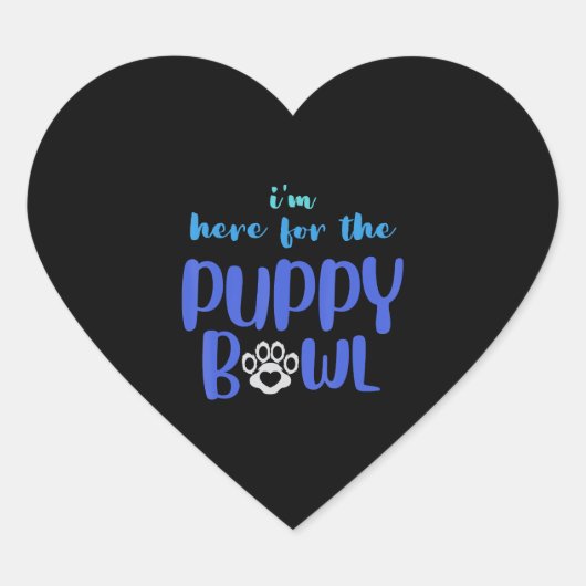 Ik ben hier voor het Puppy Bowl Funny Cute Hondenl Hart Sticker (Voorkant)
