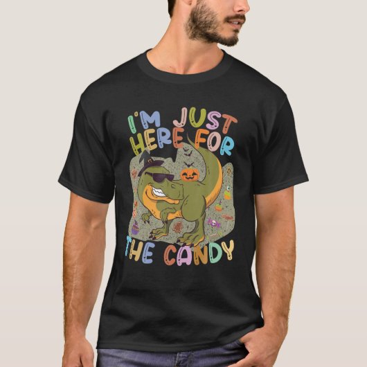 Ik ben hier voor het Snoep Cute Dinosaur Halloween T-shirt (Voorkant)