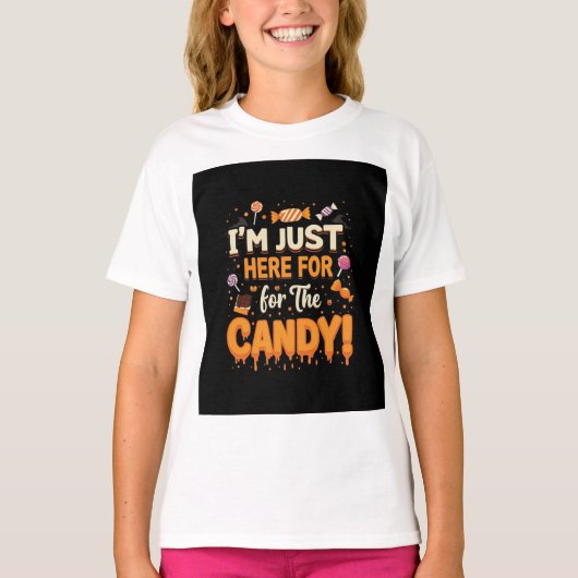 Ik ben hier voor het Snoep! - Halloween Girl's T-shirt (Voorkant)