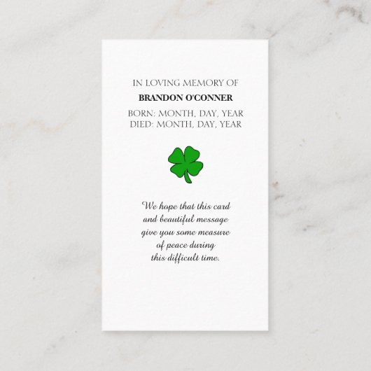 Ik ben hier voor je Memorial Kaart Visitekaartje (Achterkant)