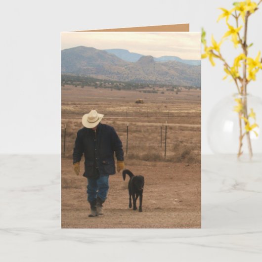 Ik ben hier voor jou Black Lab & Cowboy Kaart - We (Gele Bloem)