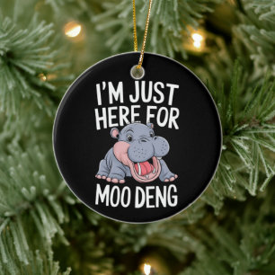 Ik ben hier voor Moo Deng Schattige Baby Hippo Keramisch Ornament