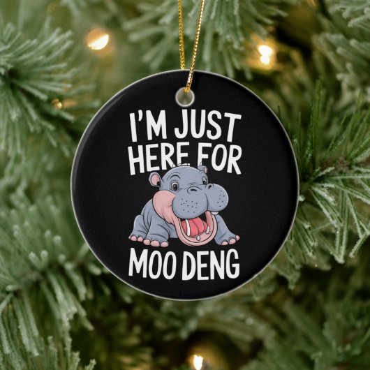 Ik ben hier voor Moo Deng Schattige Baby Hippo Keramisch Ornament (Boom)