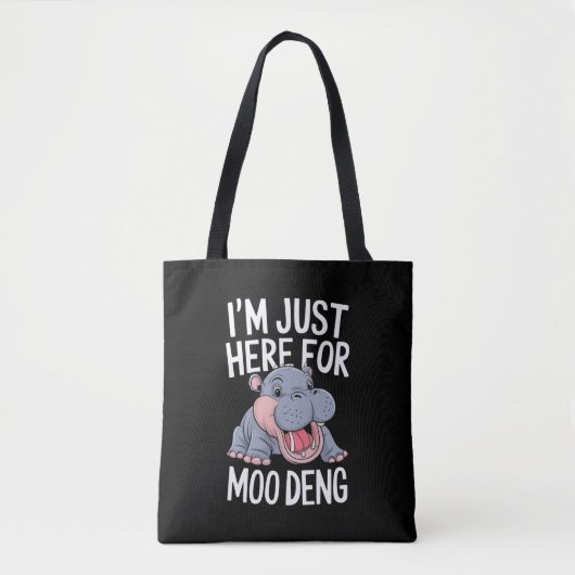 Ik ben hier voor Moo Deng Schattige Baby Hippo Tote Bag (Voorkant)