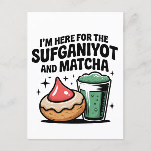 Ik ben hier voor sufganiyot en matcha Hanukkah joo Uitnodiging Briefkaart